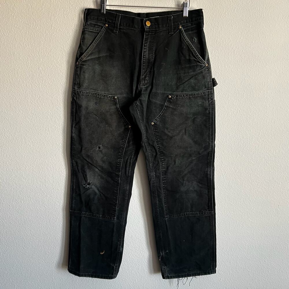 Carhartt B01 BLK faded black double knee work wear carpenter pants
